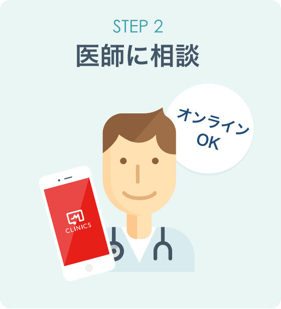 オンライン診療「クリニクス」STEP2:医師に相談 オンライン診療「クリニクス」STEP2:医師に相談